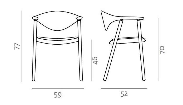Krzesło z tapicerowanym siedziskiem Naru Artisan, wymiary