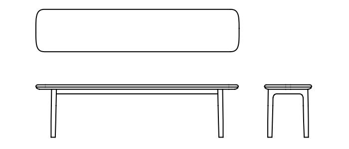 Designerska ławka Neva Bench Soft Artisan dostępna jest w różnych wielkościach