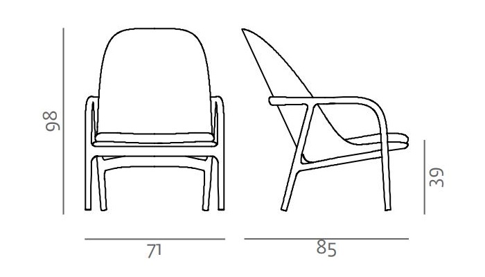 Designerski fotel wypoczynkowy Neva Lounge High Artisan wymiary
