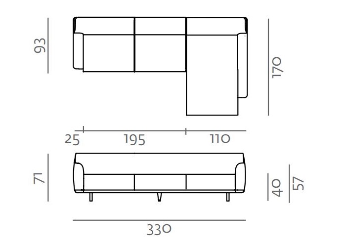 Tara Sofa 3 trzyosobowa sofa z szezlongiem Artisan wymiary