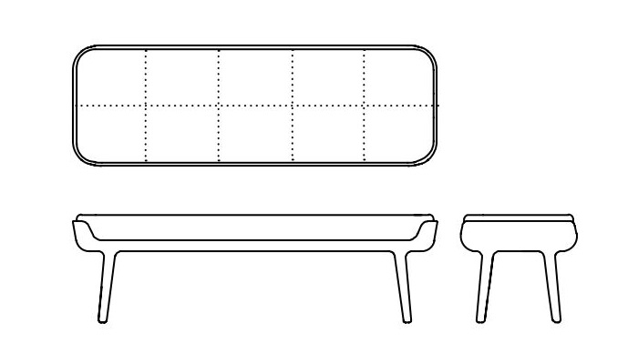Designerska ławka Thor Bench Soft Artisan dostępna jest w różnych wielkościach