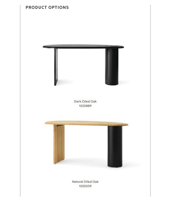 Biurko The Eclipse Desk marki Audo Copenhagen dostępne opcje wykończenia