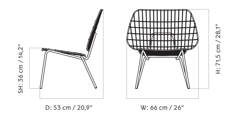 Fotel WM String Lounge Chair Audo Copenhagen wymiary