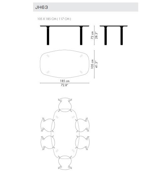 Stylowy stół Analog JH63 Fritz Hansen wymiary