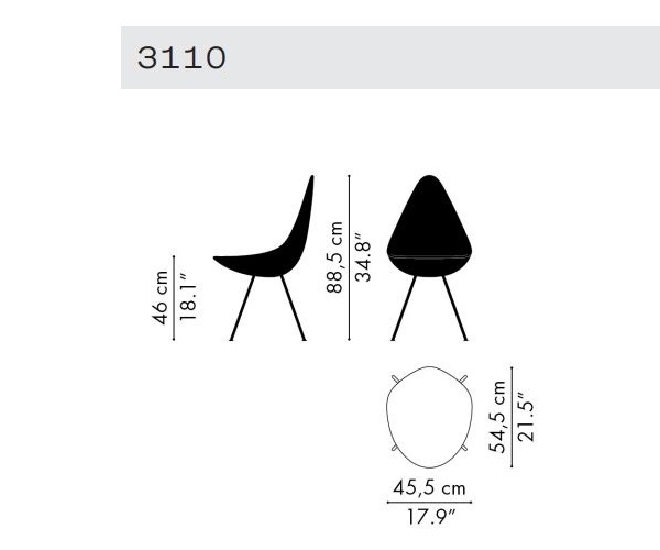 Krzesło skandynawskie Drop upholstered Fritz Hansen