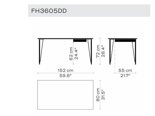 Biurko minimalistyczne FH3605 drawer Fritz Hansen