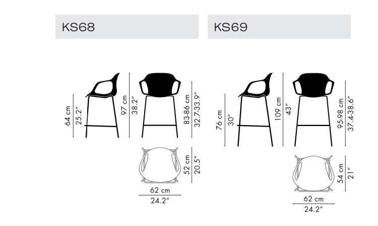 Krzesło barowe NAP arms Fritz Hansen dostępne jest w dwóch wysokościach siedziska