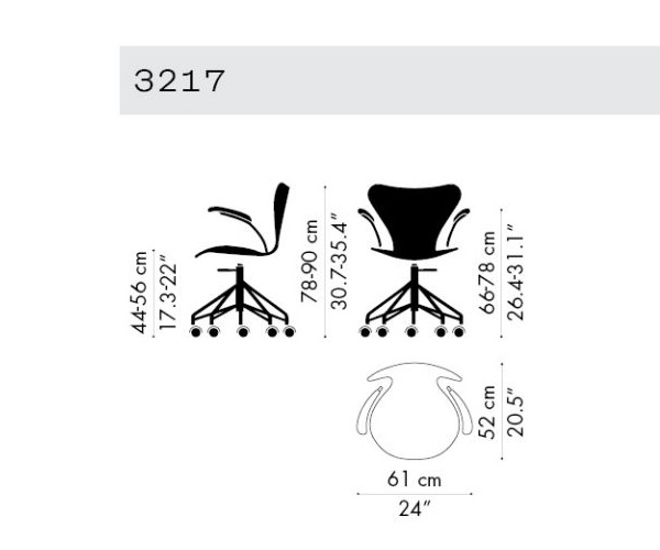 Ergonomiczne krzesło biurowe Series 7 swivel chair 3217 Fritz Hansen