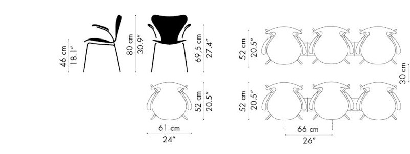 Tapicerowane krzesło duńskie Series 7 wersja 3207 Fritz Hansen