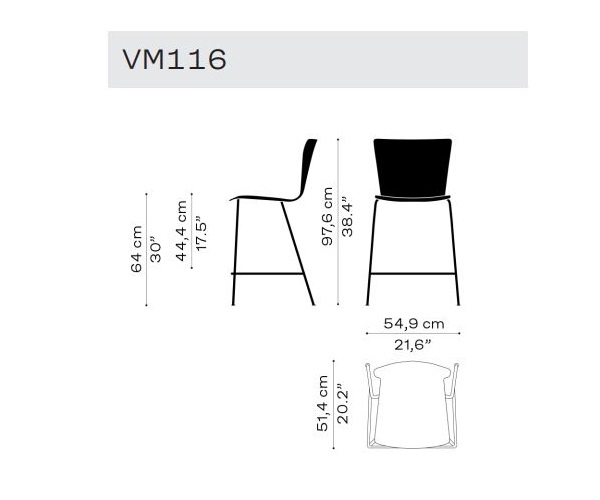 Krzesło barowe Vico Duo VM116 siedzisko 64 Fritz Hansen