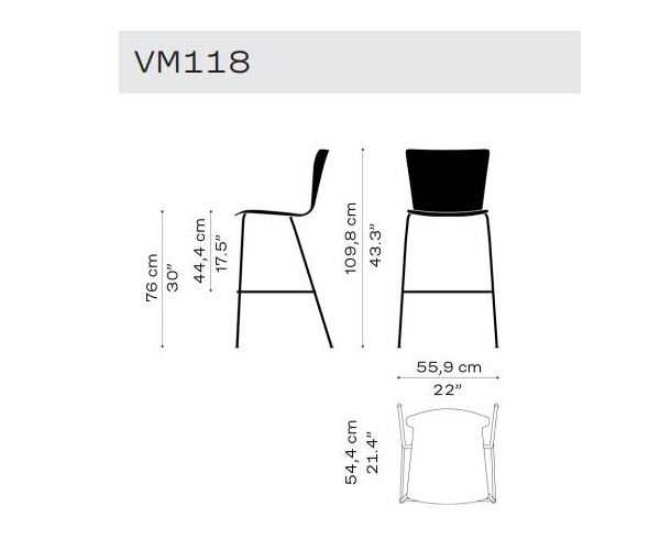 Krzesło barowe Vico Duo VM116 siedzisko 76 Fritz Hansen