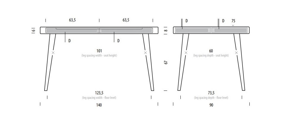 Ena stół 140 Gazzda Design Spichlerz wymiar