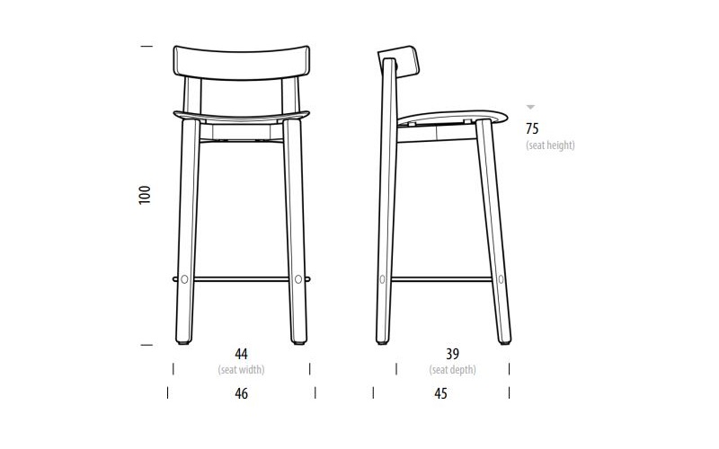 Nora Bar Chair 100 krzesło barowe Gazzda Design Spichlerz wymiary
