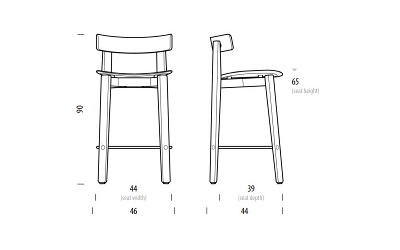 Nora Bar Chair 90 krzesło barowe Gazzda Design Spichlerz wymiary