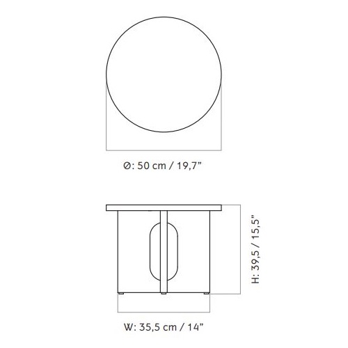 Androgyne Ø50 Side Table stolik boczny MENU wymiary