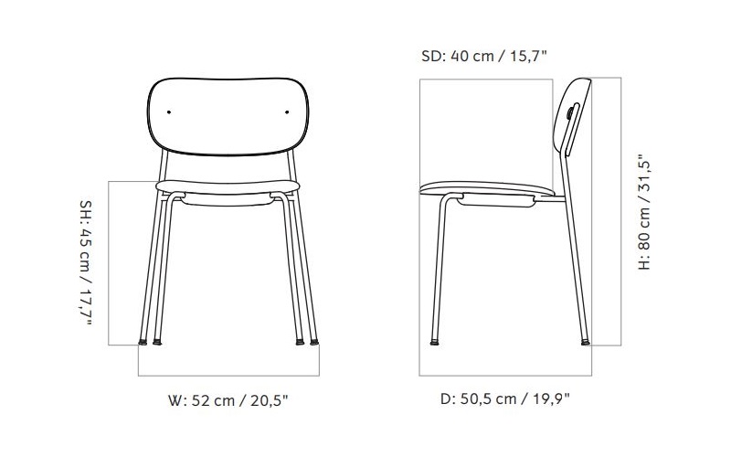 Co Chair krzesło Menu Design Spichlerz wymiary