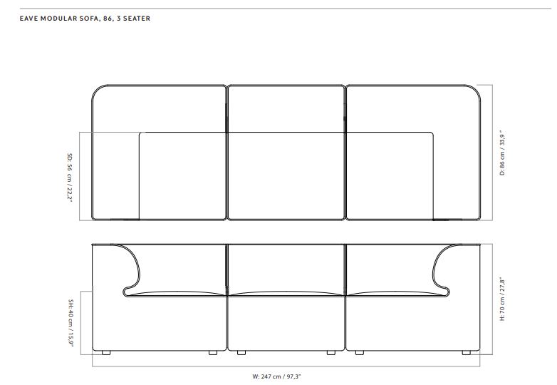 Eave Modular Sofa 3 Seater MENU w Design Spichlerz wymiary