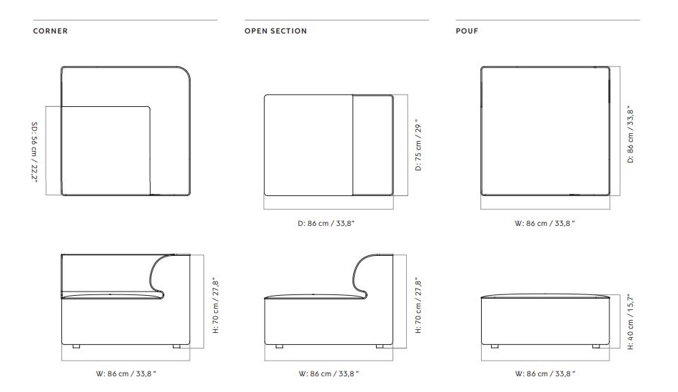 Eave Modular Sofa modułowa MENU w Design Spichlerz wymiary