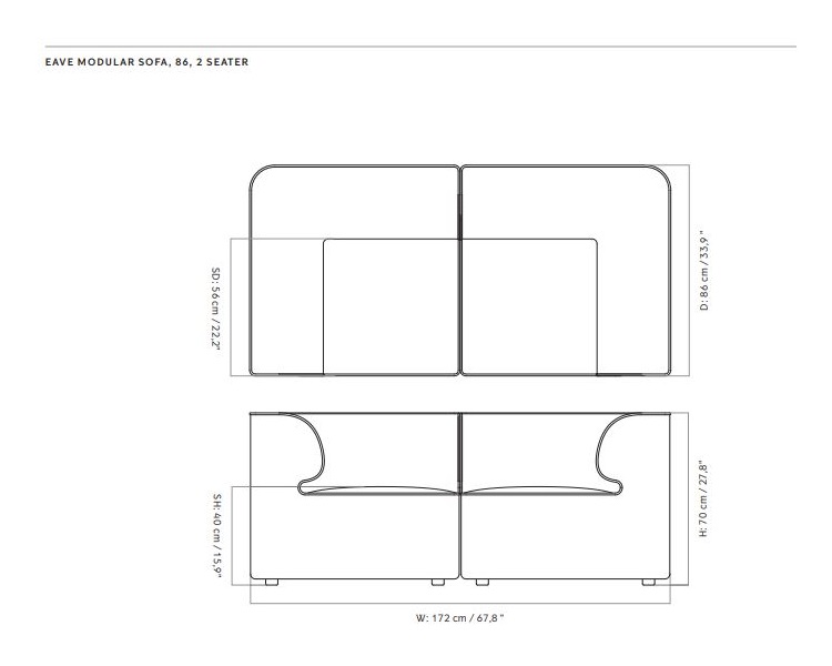 Eave sofa 2 MENU w Design Spichlerz wymiary