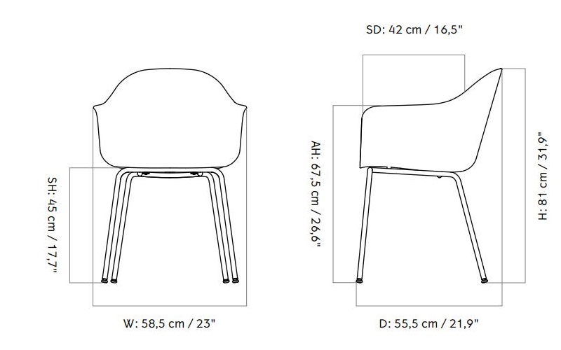 Harbour Chair krzesło plastik Menu Design Spichlerz wymiary