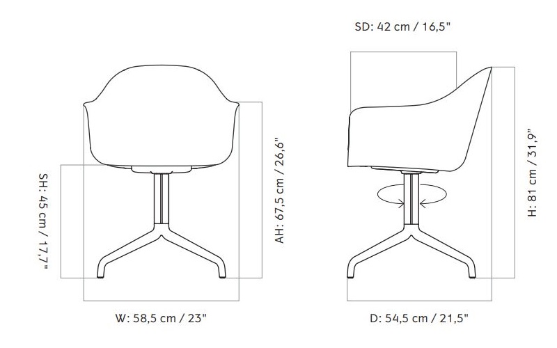 Harbour Dining Chair Chrome Star Base Menu Design Spichlerz wymiary