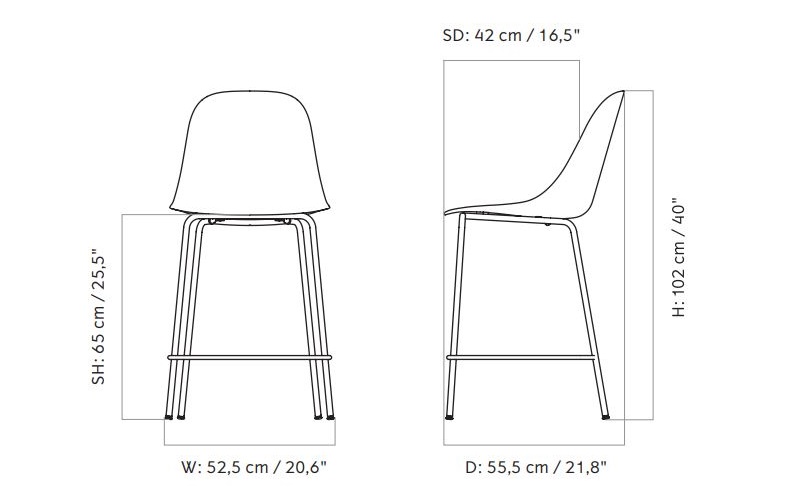 Harbour Side Hoker 65 plastik krzesło barowe Menu Design Spichlerz wymiary