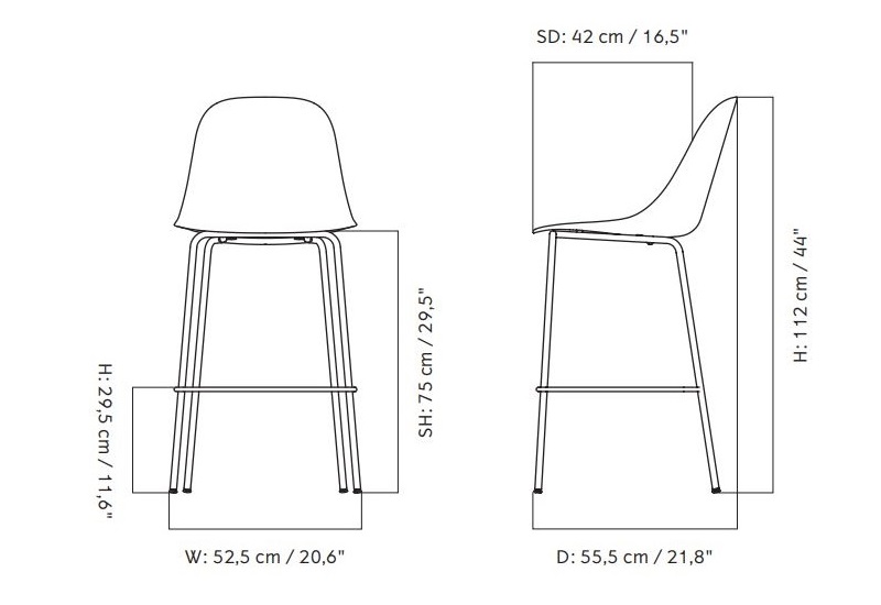 Harbour Side Hoker 75 plastik krzesło barowe Menu Design Spichlerz wymiary