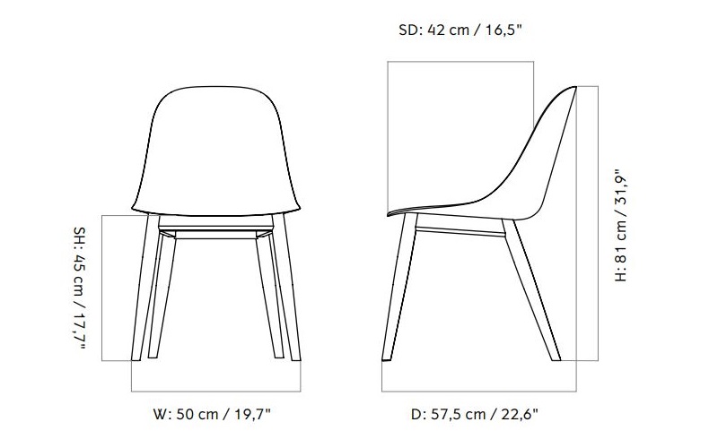 Harbour Wood Chair krzesło tapicerowane Menu Design Spichlerz wymiary