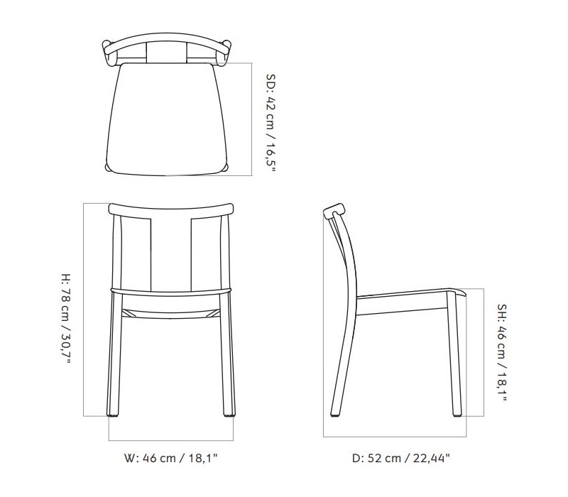 Merkur tapicerowane krzesło Menu Design Spichlerz wymiary