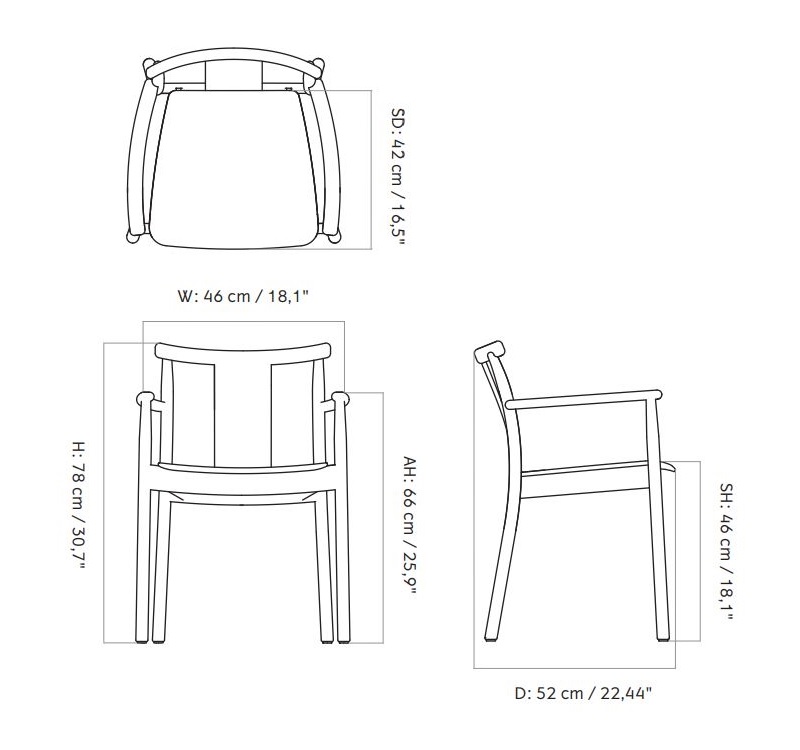 Merkur tapicerowane krzesło podłokietniki Menu Design Spichlerz wymiary