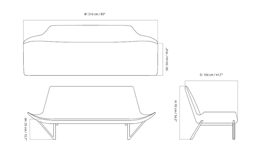 Pagode sofa MENU w Design Spichlerz wymiary