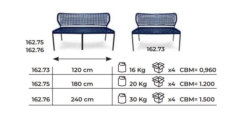 Corda 162.75 ławka Tonon Design Spichlerz wymiary