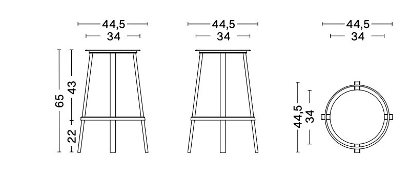 Hay stołek barowy Revolver Bar Stool Low wysokość siedziska 65