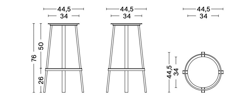 Hay stołek barowy Revolver Bar Stool High wysokość siedziska 76