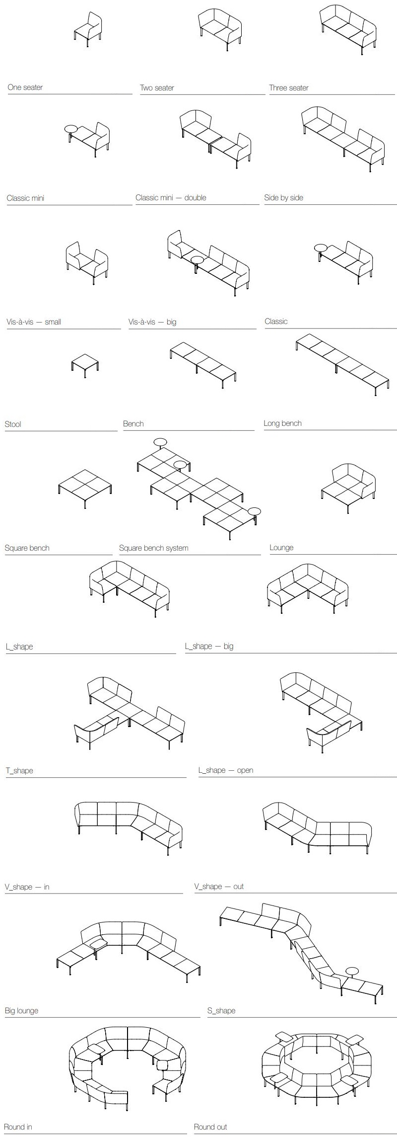 Sofa modułowa Add Lapalma dostępne wersje