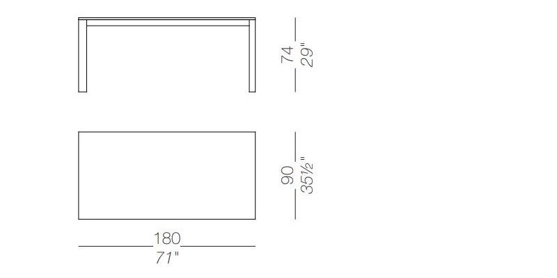 Stół minimalistyczny Apta P133NVS Lapalma, długość 180