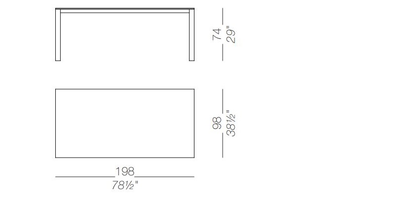 Stół minimalistyczny Apta P134NVS Lapalma długość 198