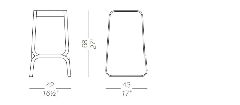 Krzesło barowe Continuum S107 siedzisko H68 Lapalma wymiary
