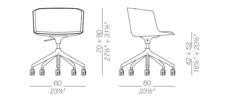 Designerskie nietypowe krzesło obrotowe Cut office Lapalma