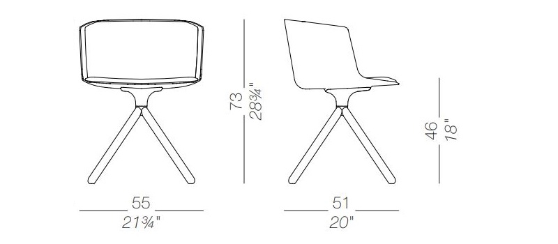 Designerskie nietypowe krzesło obrotowe Cut swivel Lapalma