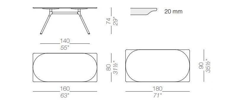 Stół włoski Fork P127 Lapalma długość 140