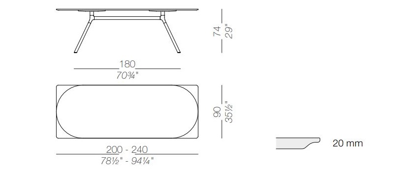 Stół włoski Fork P128 Lapalma długość 200