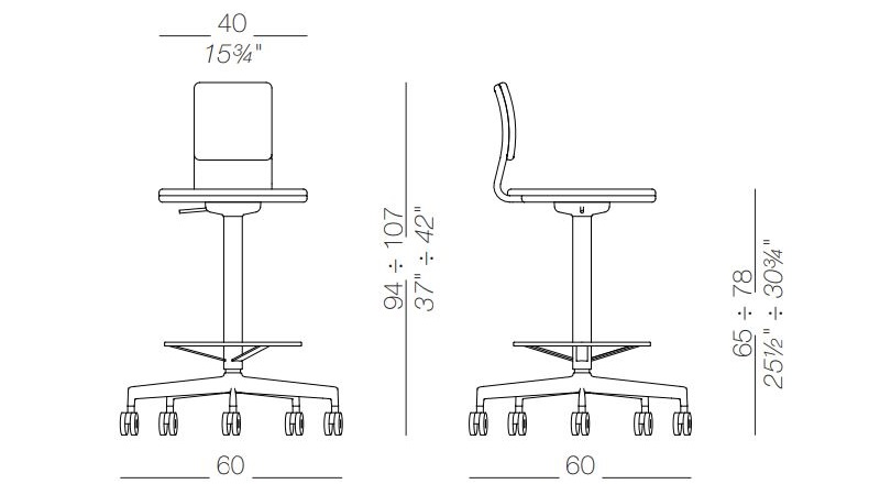 Nietypowe krzesło biurowe Lab S71 Lapalma wymiary