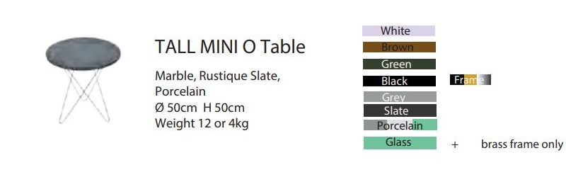 Marmurowy stolik Tall Mini O Table OX Denmarq dostępne opcje wykończenia