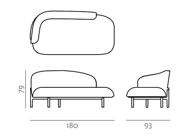 Designerski szezlong Mela daybed Artisan, wymiary