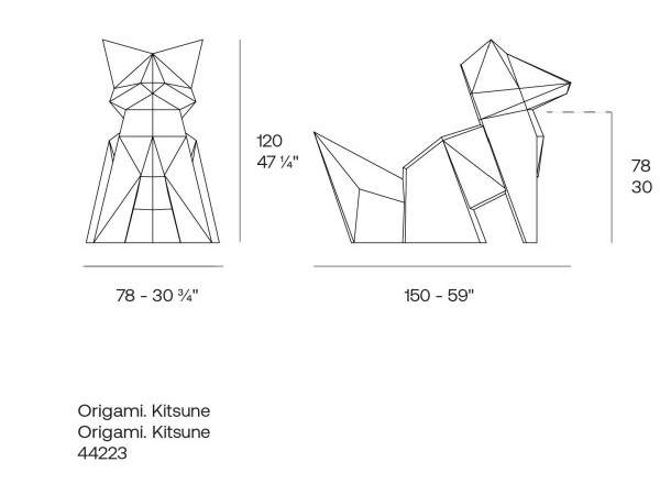 Lis Kitsune Origami rzeźba ogrodowa Vondom wymiary L