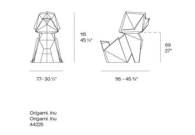 Pies Inu Origami L rzeźba ogrodowa Vondom wymiary