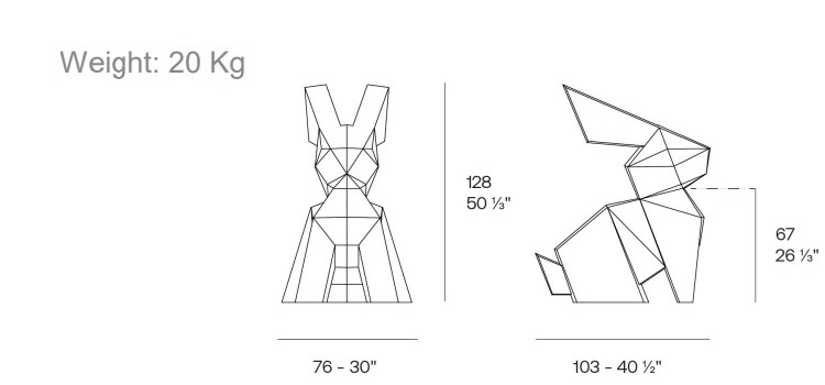 Zając Usagi Origami rzeźba ogrodowa Vondom wymiary L
