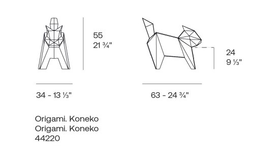 Kot Koneko Origami rzeźba ogrodowa Vondom wymiary S