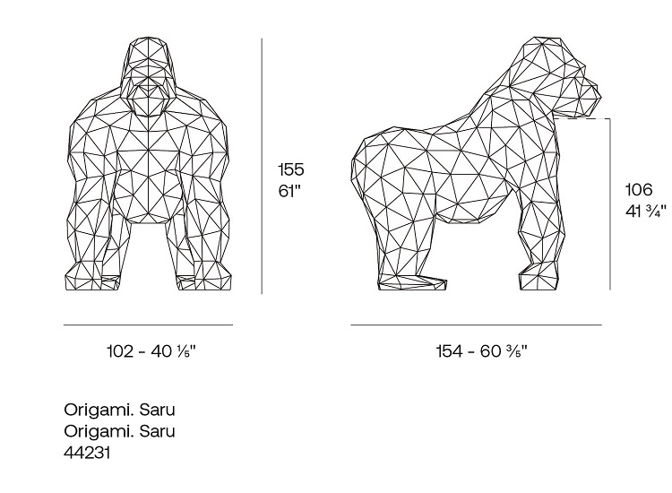 Goryl Saru Origami rzeźba ogrodowa Vondom wymiary